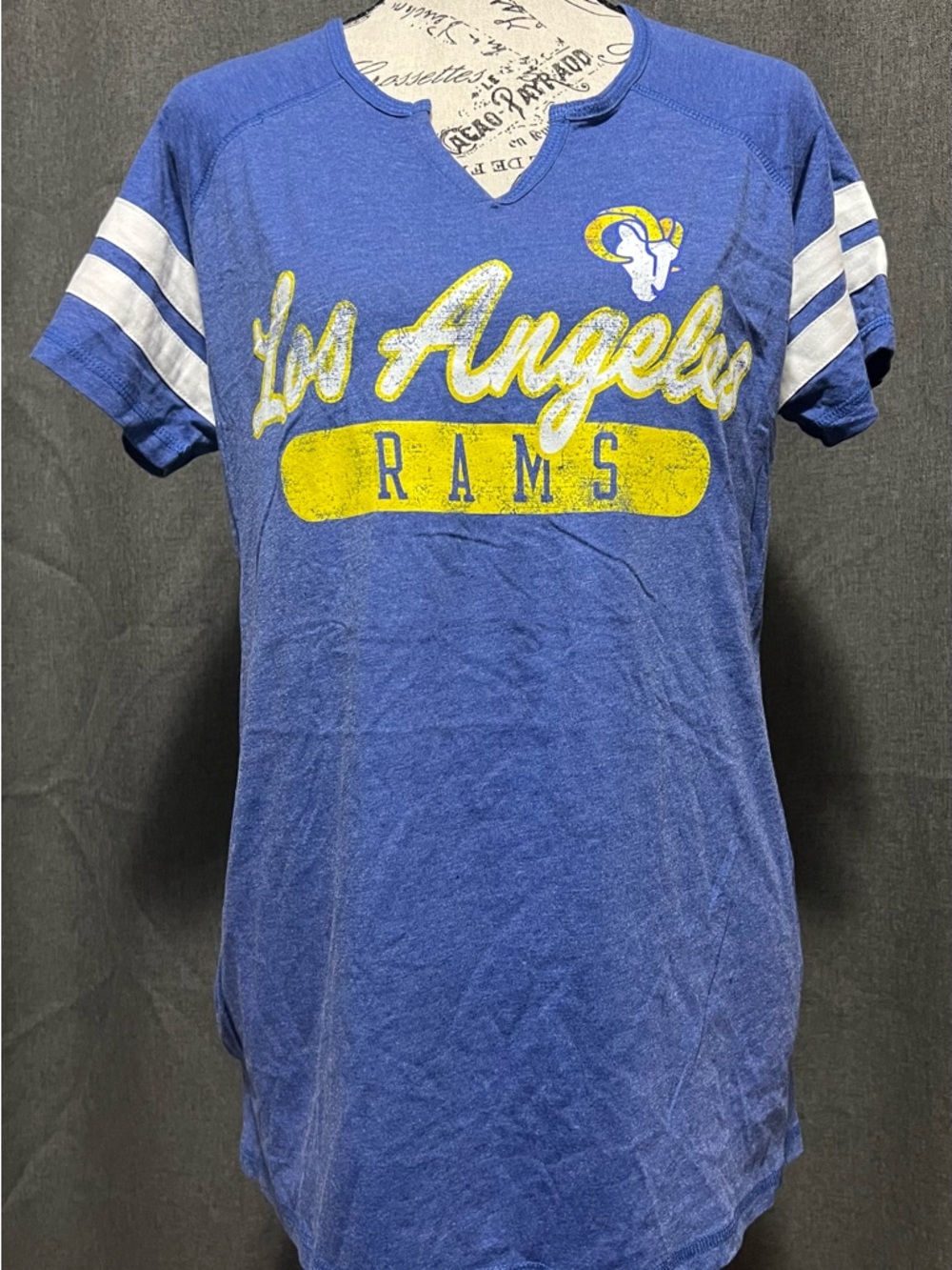 Women’s Team Apparel Los Angeles Rams Blue and Yellow Short Sleeve Tee